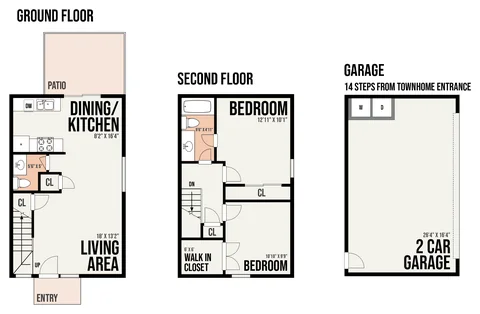 2B5 floor plan — 2 bed · 1.5 bath