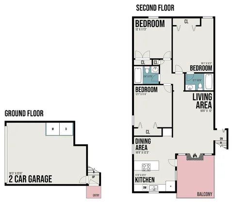 Plano 1C2 — 3 Rec. · 2 Baños