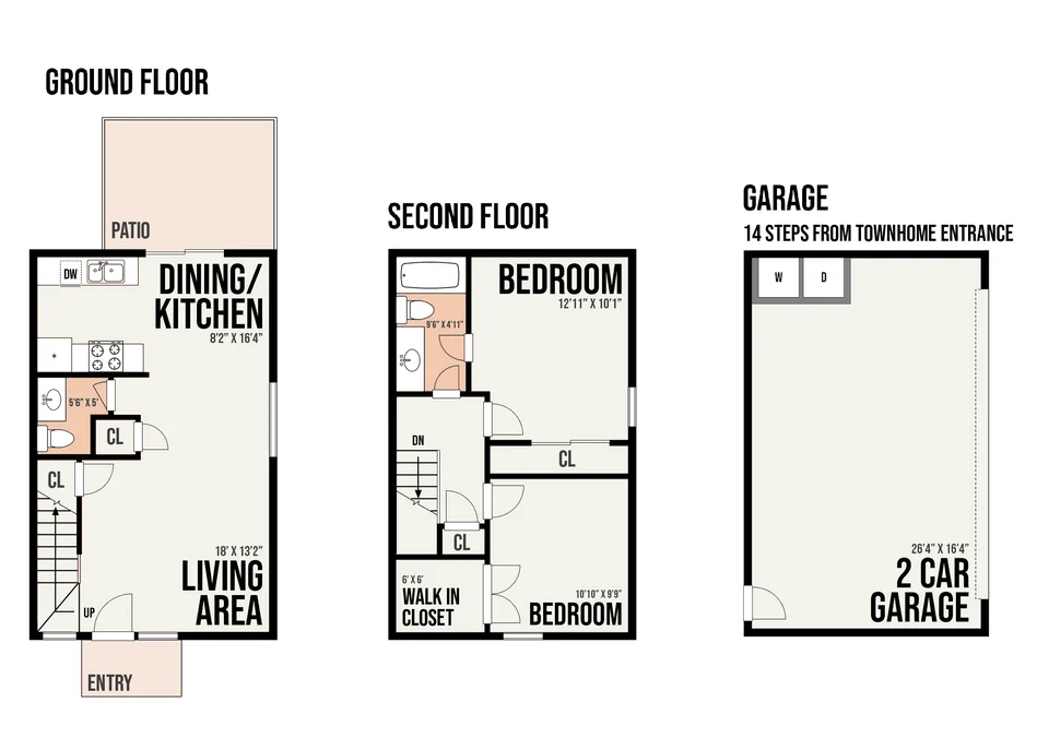 2B5 floor plan — 2 bed · 1.5 bath