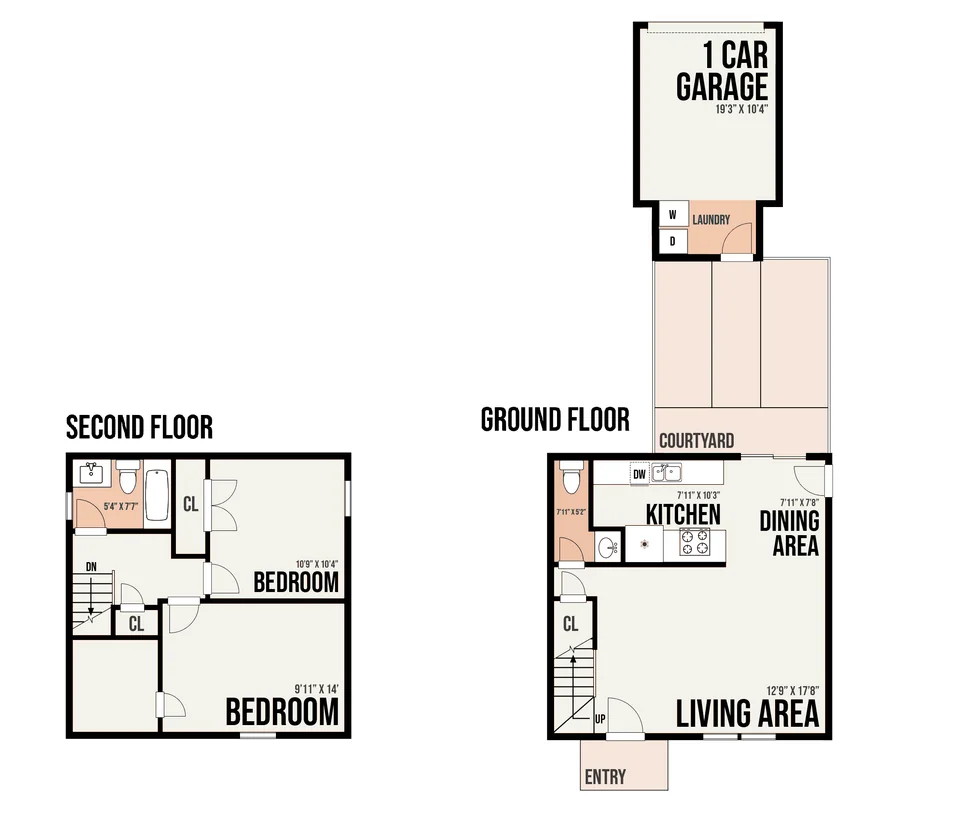 2B6 floor plan — 2 bed · 1.5 bath